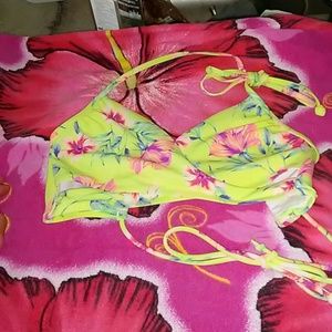 Pink swim vs yellow pink floral string halter